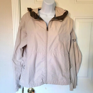 Columbia khaki and olive hooded windbreaker/ jacket. Womens M medium